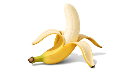 Realistic illustration of a fresh banana on a clean white background, ideal for food design and educational materials.