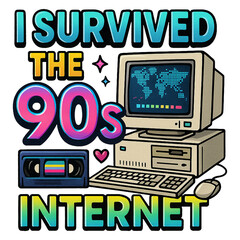 I Survived the 90s Internet - Throwback 80s shirt, Retro 90s Shirt graphic, vintage 90s Party t-shirt, Nostalgia Graphics design

