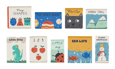 Obraz premium Books collection for children with cute cover. Kids home library