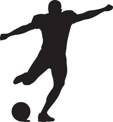 Dynamic Silhouette of a Soccer Player Kicking a Football - Athletic Action in Sport and Game
