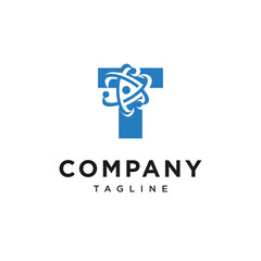 Letter T Atom Logo Icon Vector