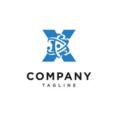 Letter X Atom Logo Icon Vector