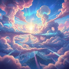 Abstract blue fractal pattern background illustrating the deep texture of water, sky, and light within a dark ocean wave concept