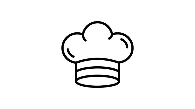 Premium line style animated icon depicting chef hat