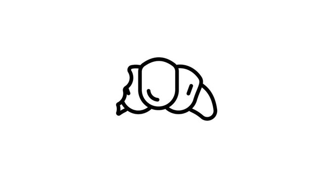 An animated icon of croissant bread designed in line style