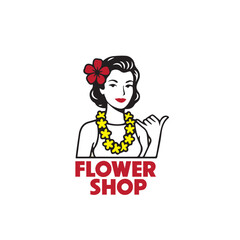 Vintage Hawaiian Woman Florist Shop Emblem
