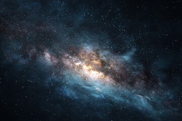 Obraz premium Vast star field captured in deep space many light years away featuring distant galaxies and countless stars shining brightly in the universe