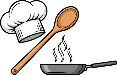 culinary journey begins chefs hat, spoon, and pan ready for delicious meals, isolated on transparent background