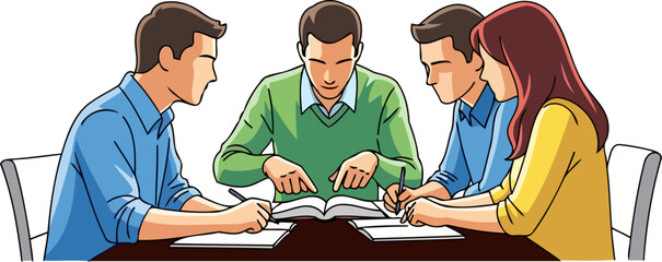 focused minds unite collaborative learning sparks innovation and shared understanding, isolated on transparent background