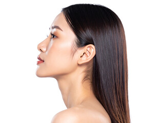 Fototapeta premium Realistic Human Head Side Profile with Subtle Lighting – Beauty and Health Concept PNG