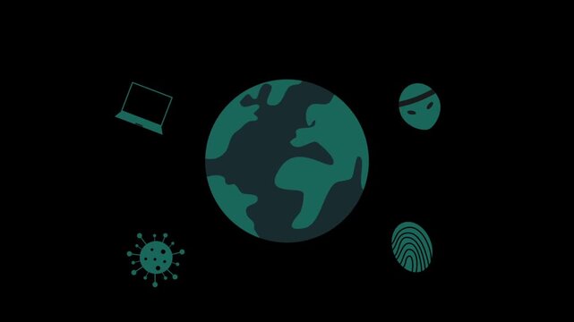 icons representing global digital threats - Powered by Adobe