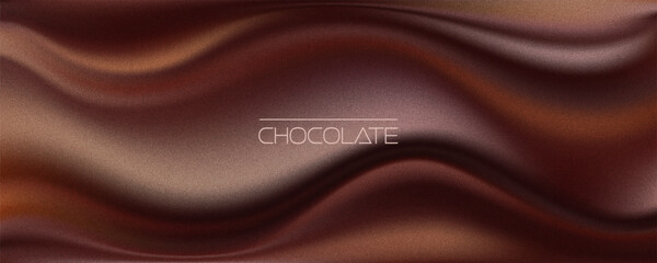 Trendy chocolate wavy gradient. Swirl liquid dark brown pattern. Grainy film effect texture. Vector illustration for your graphic design, banner, poster © Logvin art
