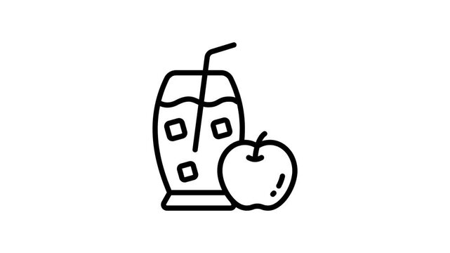 An editable line style animated icon of apple juice glass
