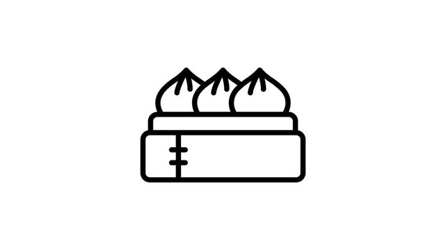 Here is a trendy line style animated icon of dumplings pot