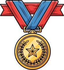 golden symbol of achievement celebrating victory and recognition for top performers, isolated on transparent background
