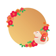 午年の丸型フレームデザインテンプレート