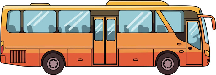 sunny street shuttle connecting destinations with simple charm and efficient city mobility, isolated on transparent background