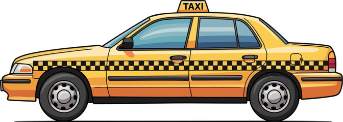 urban icon yellow city cab ready for instant journeys and metropolitan adventures, isolated on transparent background