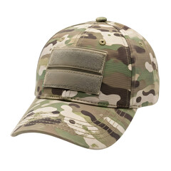 Fototapeta premium Tactical military camouflage baseball hat isolated on a transparent or white background. PNG 
