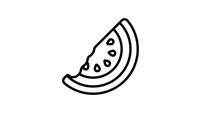 An editable line style animated icon of watermelon slice