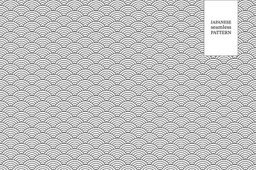 Japanese Seamless Wave Pattern in black and white color for fabric, wallpapers, poster, card in asian design and more