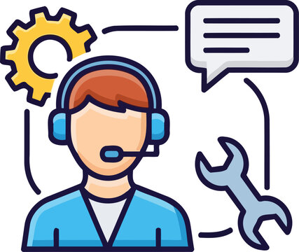 dedicated assistance bridging communication for swift solutions and system optimization, isolated on transparent background