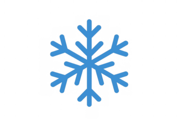 Blue snowflake icon representing winter season, cold weather, ice, christmas, and frost on transparent background