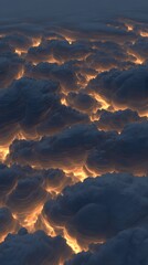 cloud formation with swirling dark purple and glowing orange trails