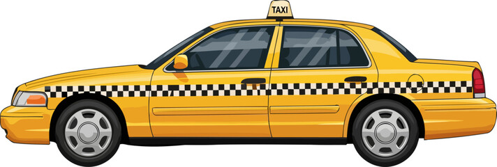 iconic yellow cab navigating urban landscapes, awaiting your next city adventure, isolated on transparent background