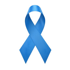Blue prize or awareness campaign ribbon isolated on a transparent or white background. PNG
