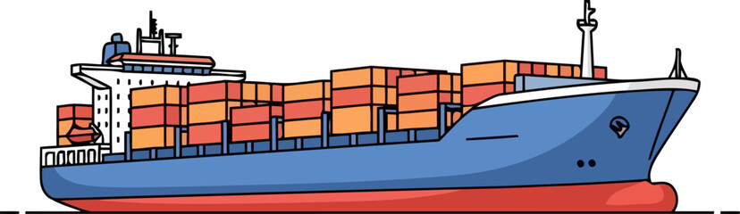 Obraz premium oceanic lifeline stylized freighter propelling world commerce across distant shores, isolated on transparent background