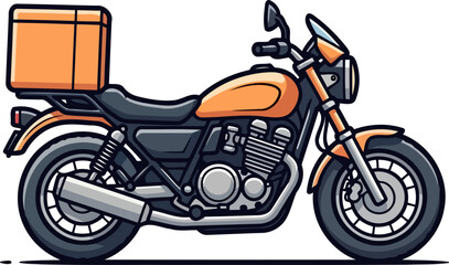 orange express swift urban delivery motorcycle connecting customers with essential services, isolated on transparent background