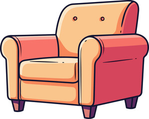 plush peach armchair embrace retro comfort and whimsical home decor style, isolated on transparent background