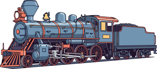 retro rails adventure iconic steam engine sparks imagination and historical travel, isolated on transparent background