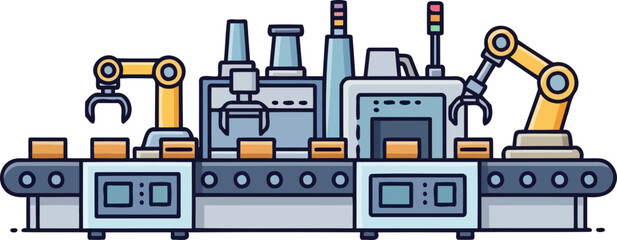 Obraz premium robotic symphony industrial automation conducts the future of efficient product creation, isolated on transparent background