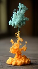 color explosion captured mid flow with swirling orange and teal streams intertwining gracefully