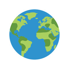 A vibrant illustration of planet Earth, showcasing continents and oceans in a simplified, colorful design.