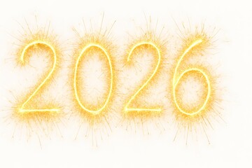 2026 Written with Sparkler Light on White Background