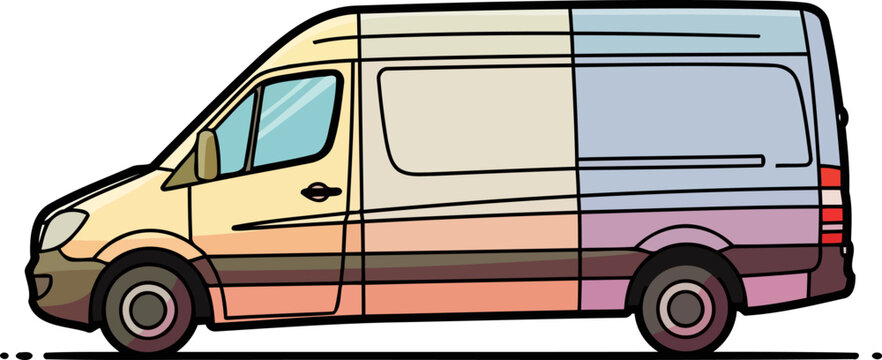 vibrant voyage essential van for creative logistics, modern deliveries, and dynamic mobility, isolated on transparent background