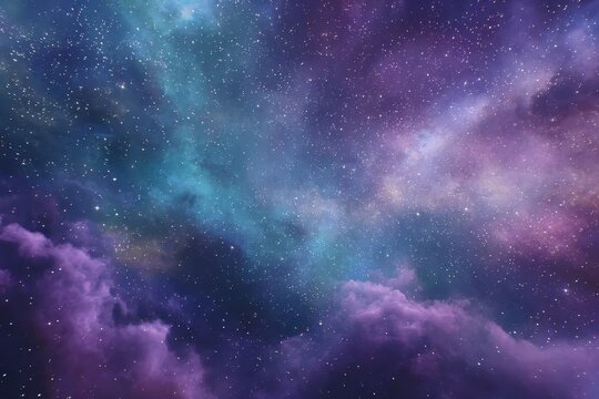 Majestic starry night sky filled with deep blue and purple hues showcasing distant stars and cosmic clouds in a breathtaking celestial display - Powered by Adobe