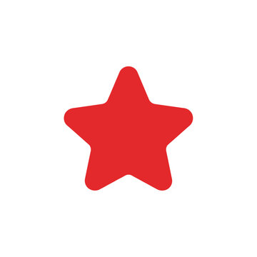 A simple, solid red five-pointed star with rounded corners isolated on a white background.