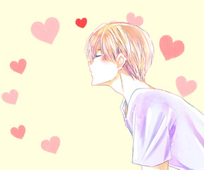 キスしようとする男性　夏　ハート