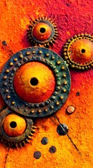 background with earthy clay texture and hand carved tribal patterns softly eroded by time