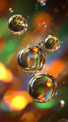 water interaction creating organic fluid cells filled with vivid neon gradients