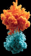 color explosion captured mid flow with swirling orange and teal streams intertwining gracefully