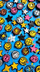 background with overlapping confetti shapes in cheerful pastel tones scattered chaotically across surface