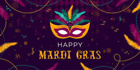 Mardi gras carnival banner illustration in gradient design