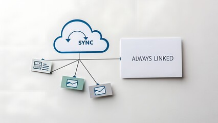 A cloud computing sync connection between devices and emails