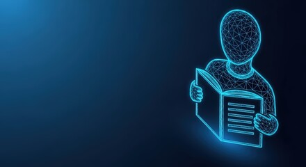 Abstract figure reading an open book