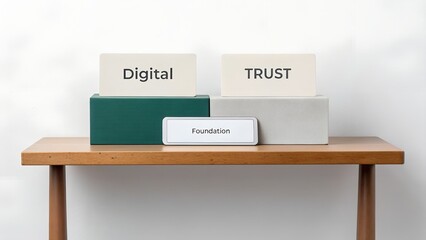 Digital Trust Foundation Concepts on Wooden Shelf